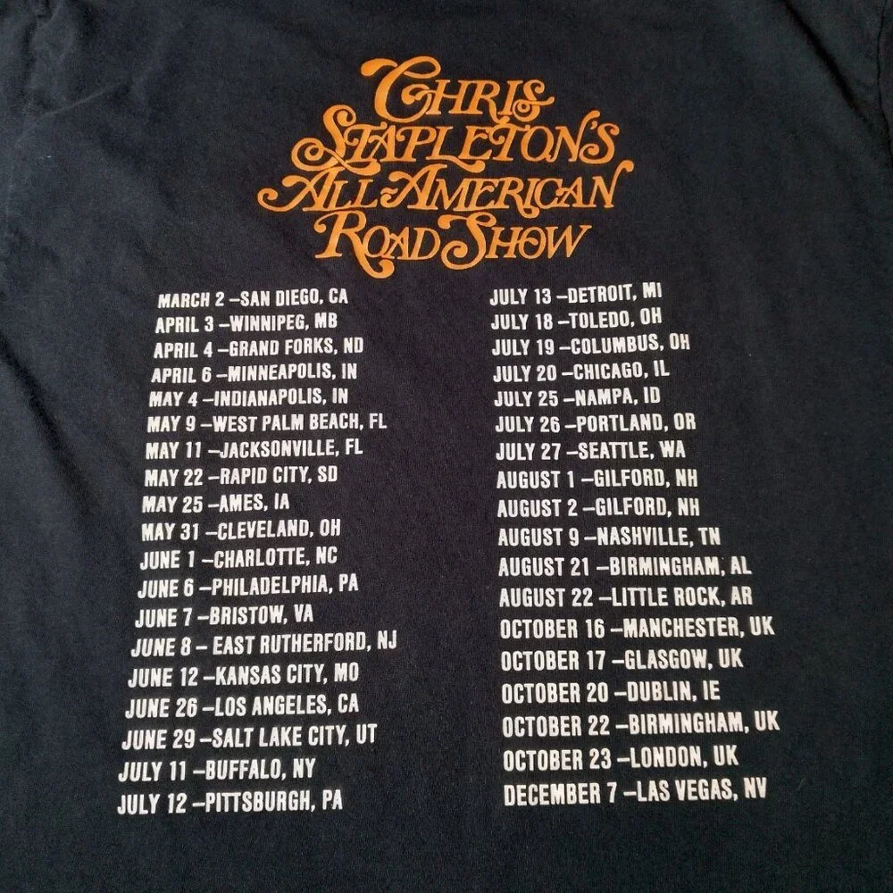 Chris Stapleton Tour Shirt L All American Road Show Black Desert Skull Cactus - Picture 12 of 12